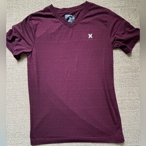 Hurley Boys Heathered Maroon V-Neck Short Sleeve Tee Size Large